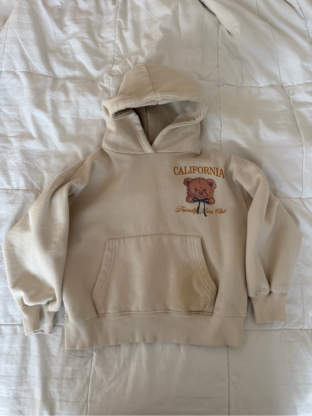Zara Girls, Beige California Teddy Hoodie, size 8/9